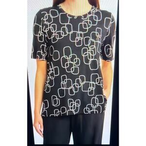 MASAI Copenhagen Basia Geo Print Top Black Size Medium New with tags